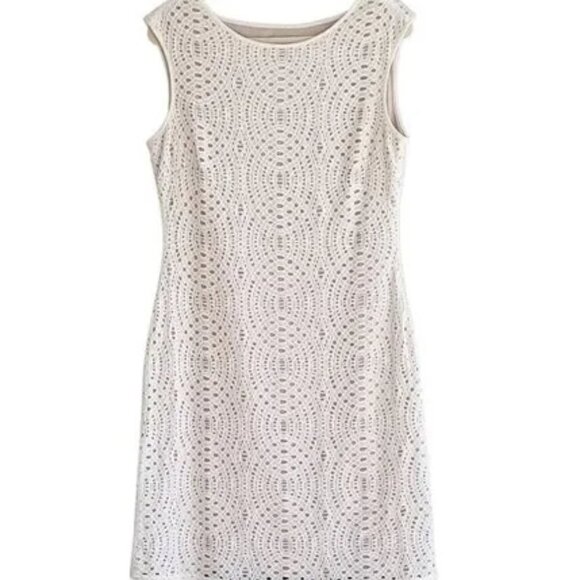 Jessica Howard Dress Sheath Off-White Lace Vacay Sleeveless Size 8 - Picture 3 of 8